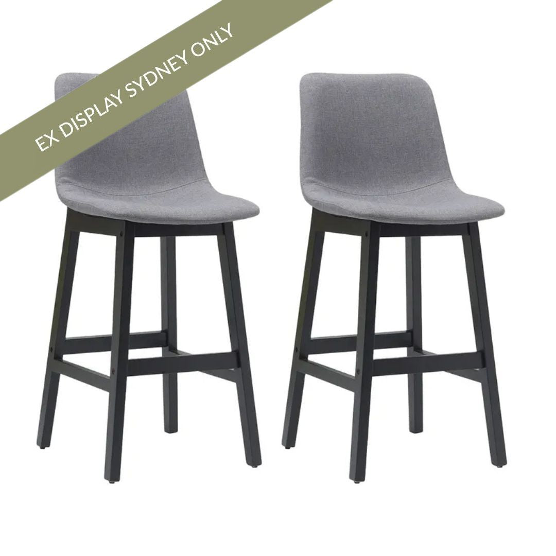 Jermaine Bar Stool Set of 2 - Stone Grey - OUTLET NSW