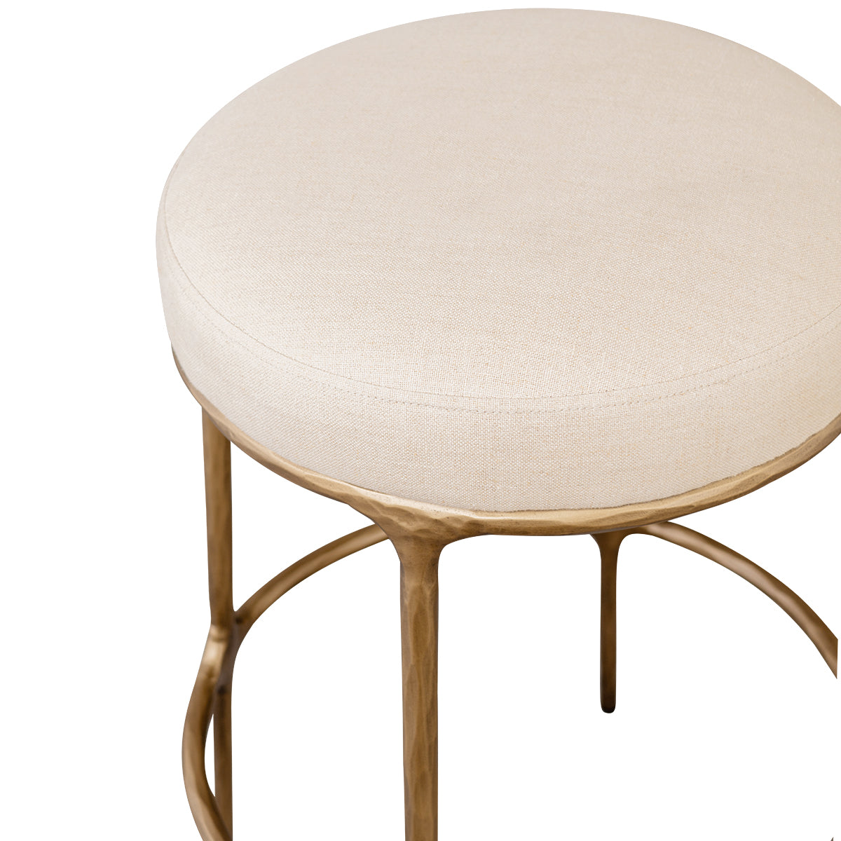 Heston Brass Kitchen Stool - Natural Linen