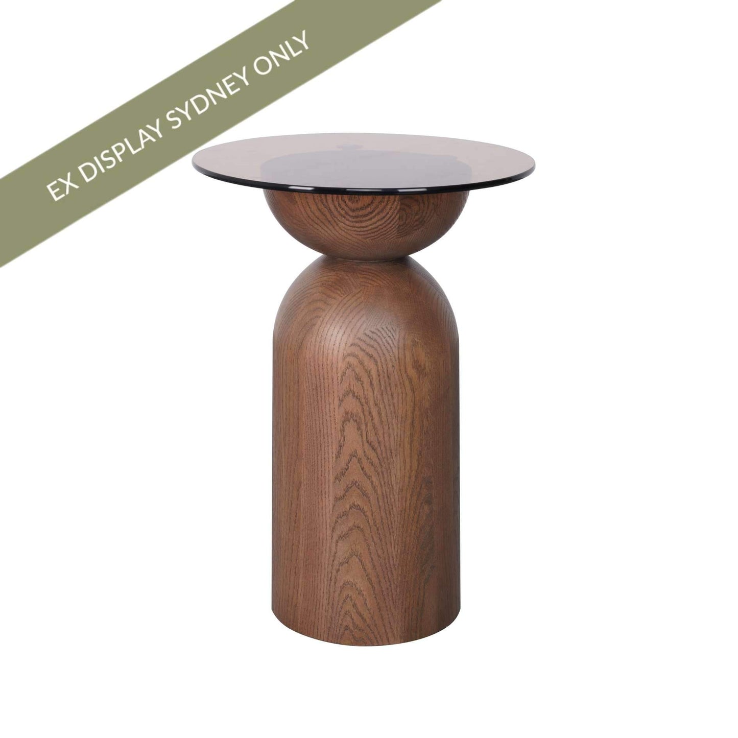 Caden Glass Side Table - Walnut - OUTLET NSW