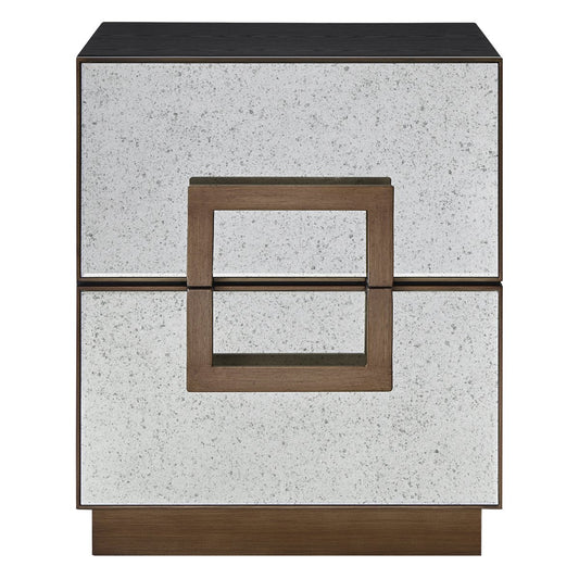 Mira Mirrored Bedside Table - Antique Bronze