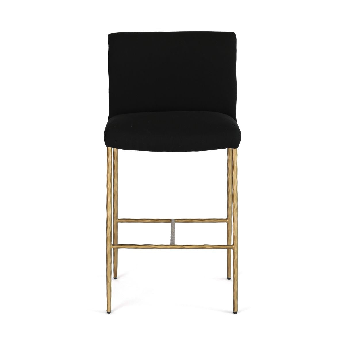 Heston Brass Kitchen Stool with Back - Black Linen