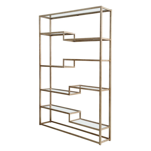 Mistique Glass Shelving Unit - Antique Gold