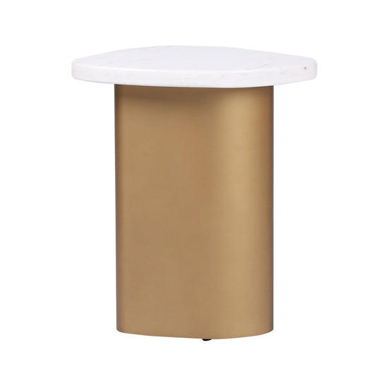 Solstice White Marble Side Table - Antique Gold