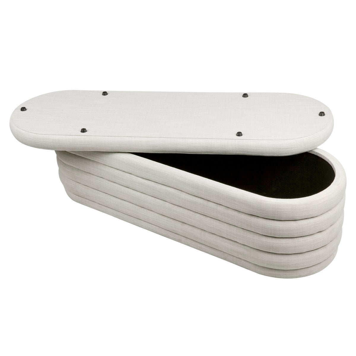 Demi Storage Bench Ottoman - Off White Linen