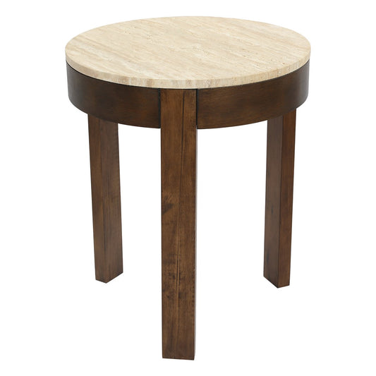 Oliver Travertine Side Table - Large Brown