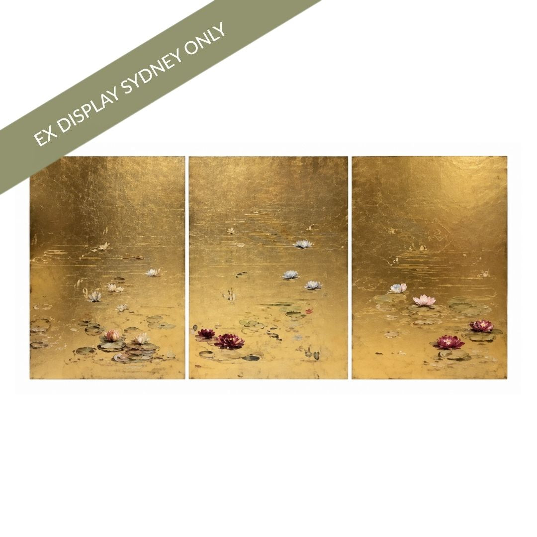 Reflections in Gold Set of Three Canvas Painting - OUTLET NSW