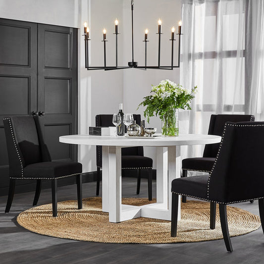 Leeton Oak Round Dining Table - 1.5m White - OUTLET NSW
