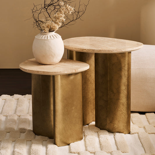 Audrey Large Side Table - Travertine ** Offline pending re-order