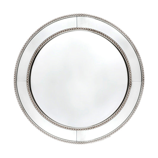 Zeta 60x60cm Round Wall Mirror - Antique Silver
