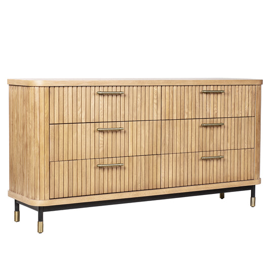 Sophia 160cm Oak 6 Drawer Chest - Natural