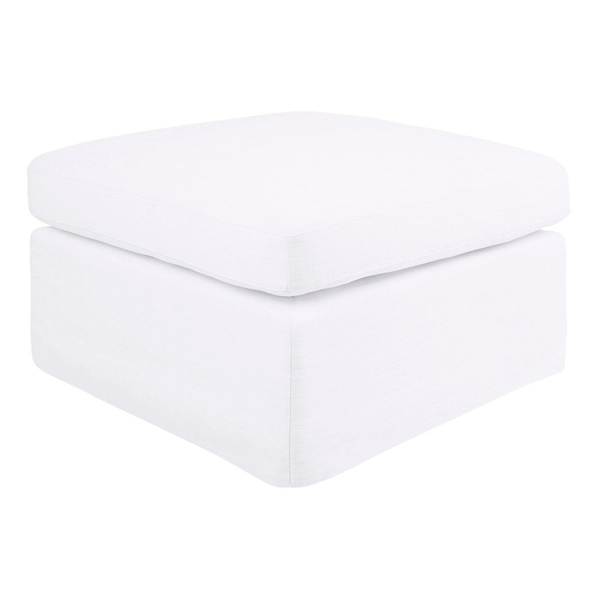 Birkshire Slip Cover Ottoman - White Linen