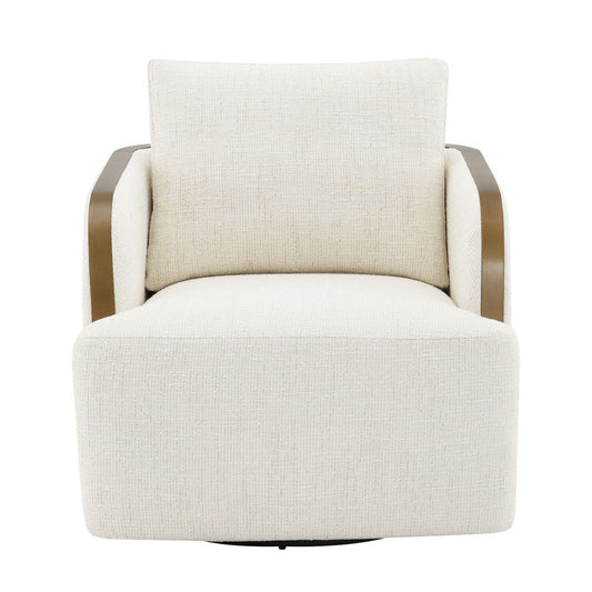 Compton Swivel Arm Chair - Brass/Ivory