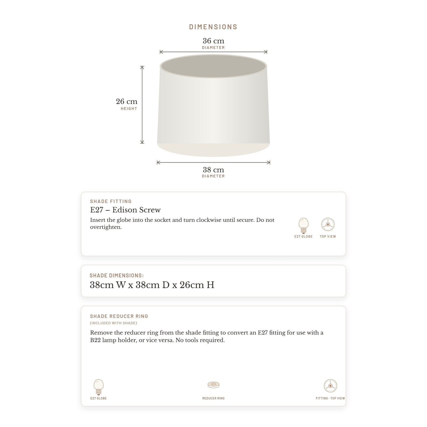 Capella Tapered Shade - Medium White - Bulk Buy Qty 5