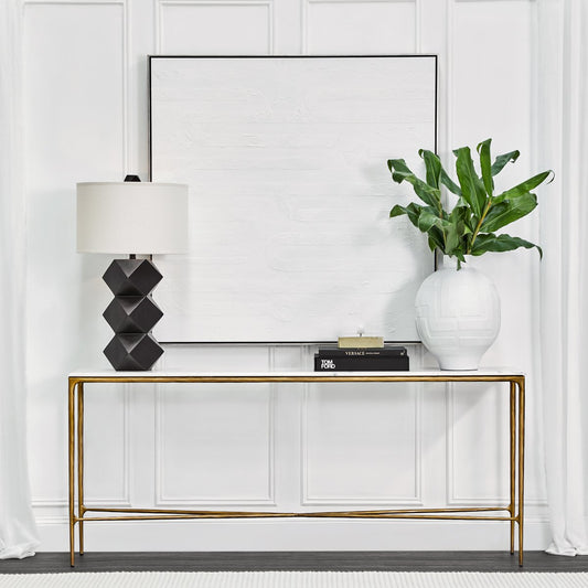 Heston 180cm Marble Console Table - Brass