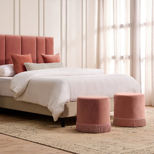 Nemi Stool - Soft Pink Velvet ** Offline pending re-order