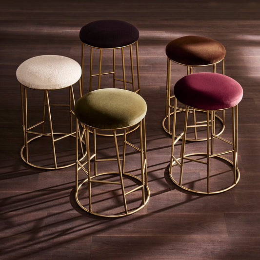 Aiden Gold Steel Kitchen Stool - Moss Velvet - OUTLET NSW