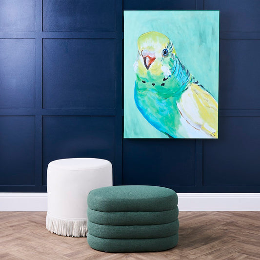 Green Budgie Enhanced Canvas Print