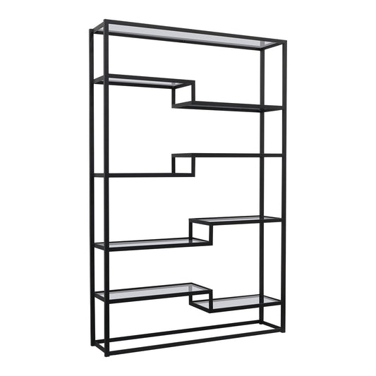 Mistique 130x200cm Glass Shelving Unit - Black