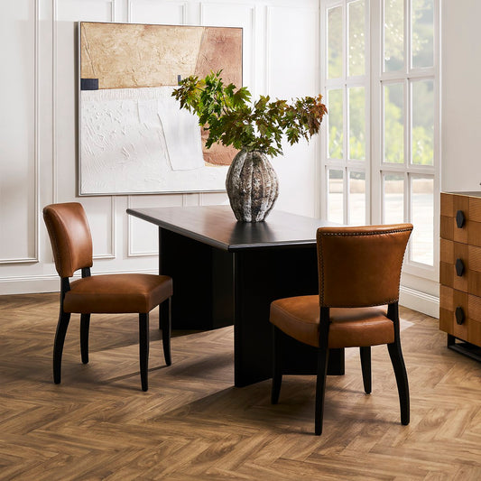 Noah Dining Chair Set of 2 - Tan Leather ** Offline pending re-order