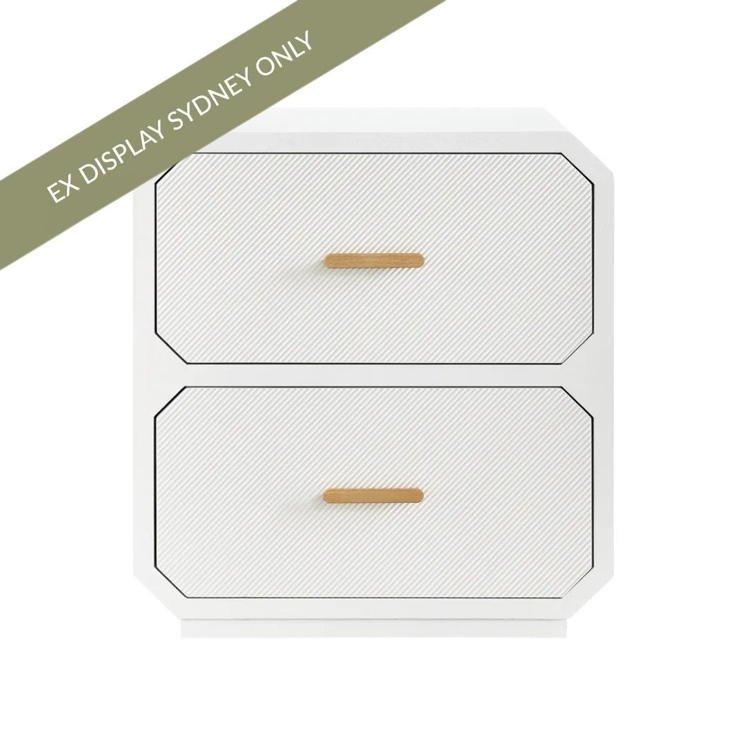 Anderson 2 Drawer Bedside Table - White - OUTLET NSW