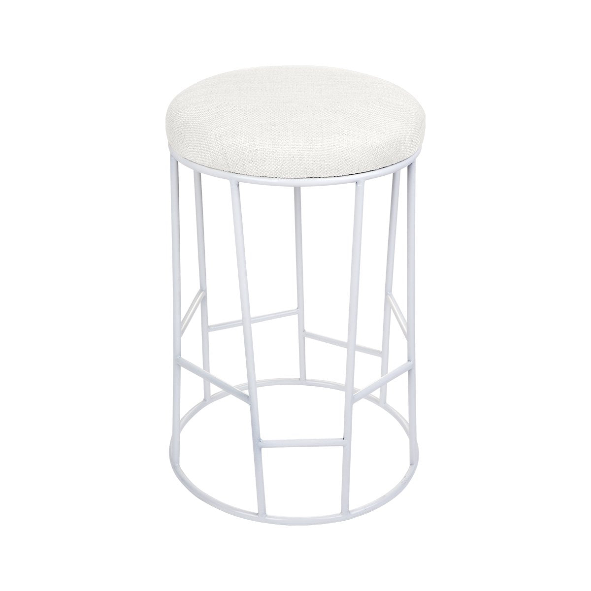 Aiden White Steel Kitchen Stool - Natural Linen