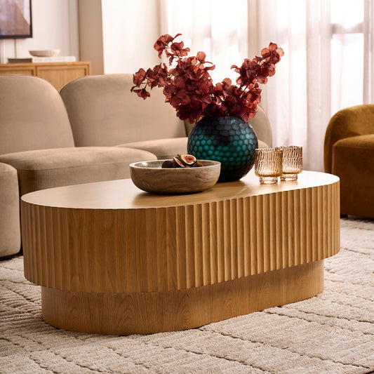 Avery Oval Coffee Table - Natural Oak