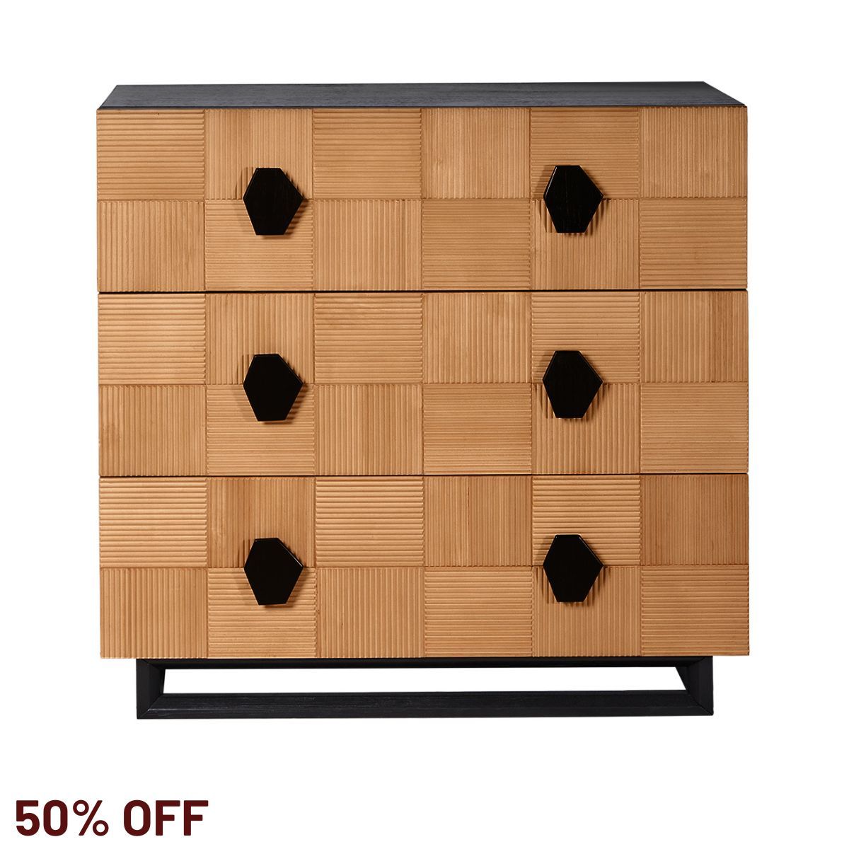 Alton 3 Drawer Chest -  Natural and Black