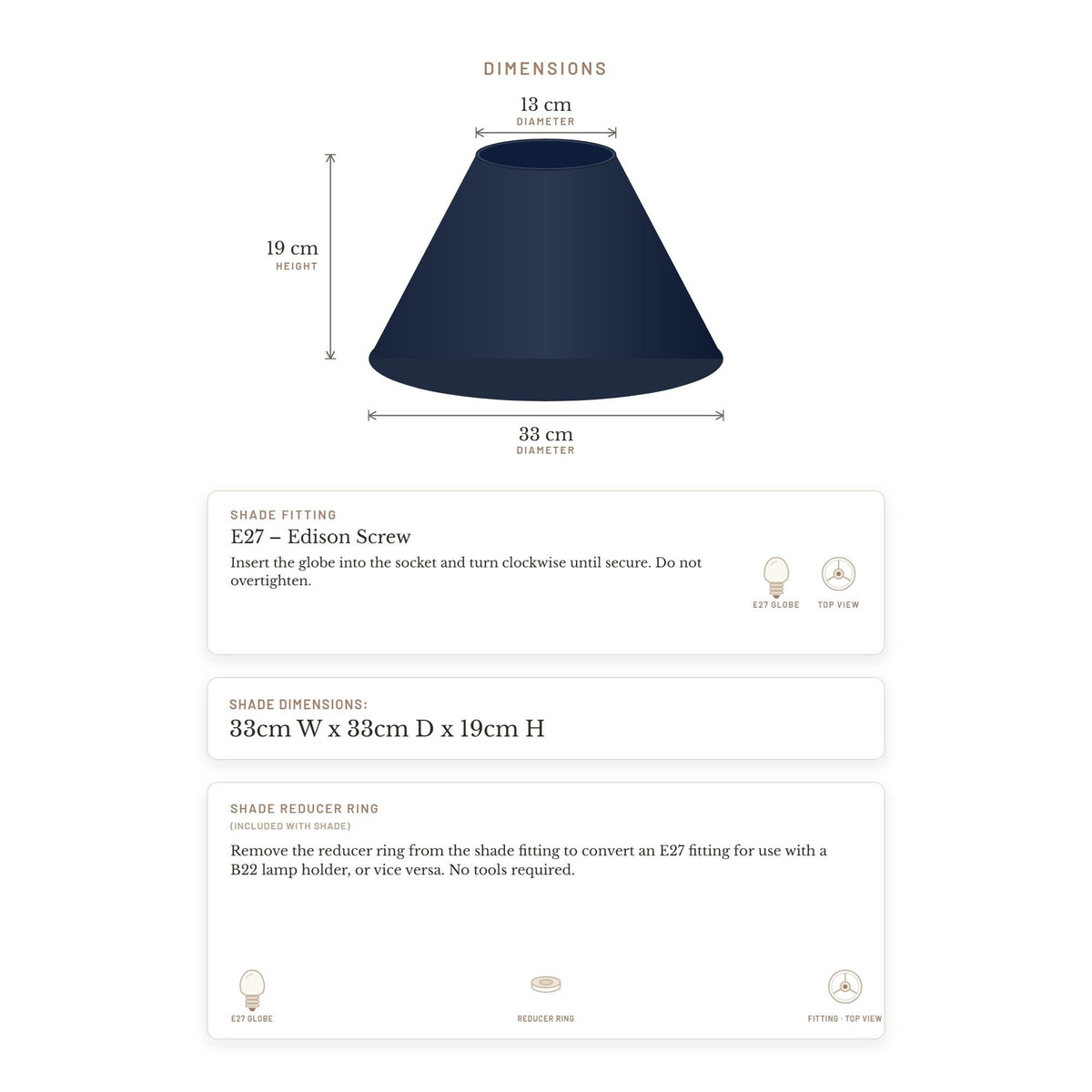 Messina Empire Shade - Small Navy - Bulk Buy Qty 5 – view 5