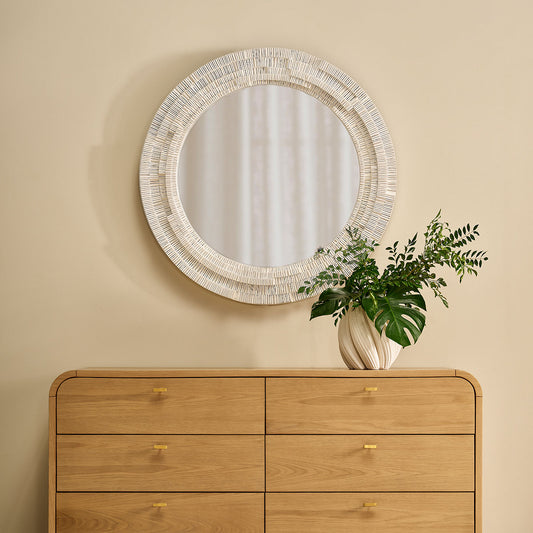 Dunbar 101.5x101.5cm Round Wall Mirror - White