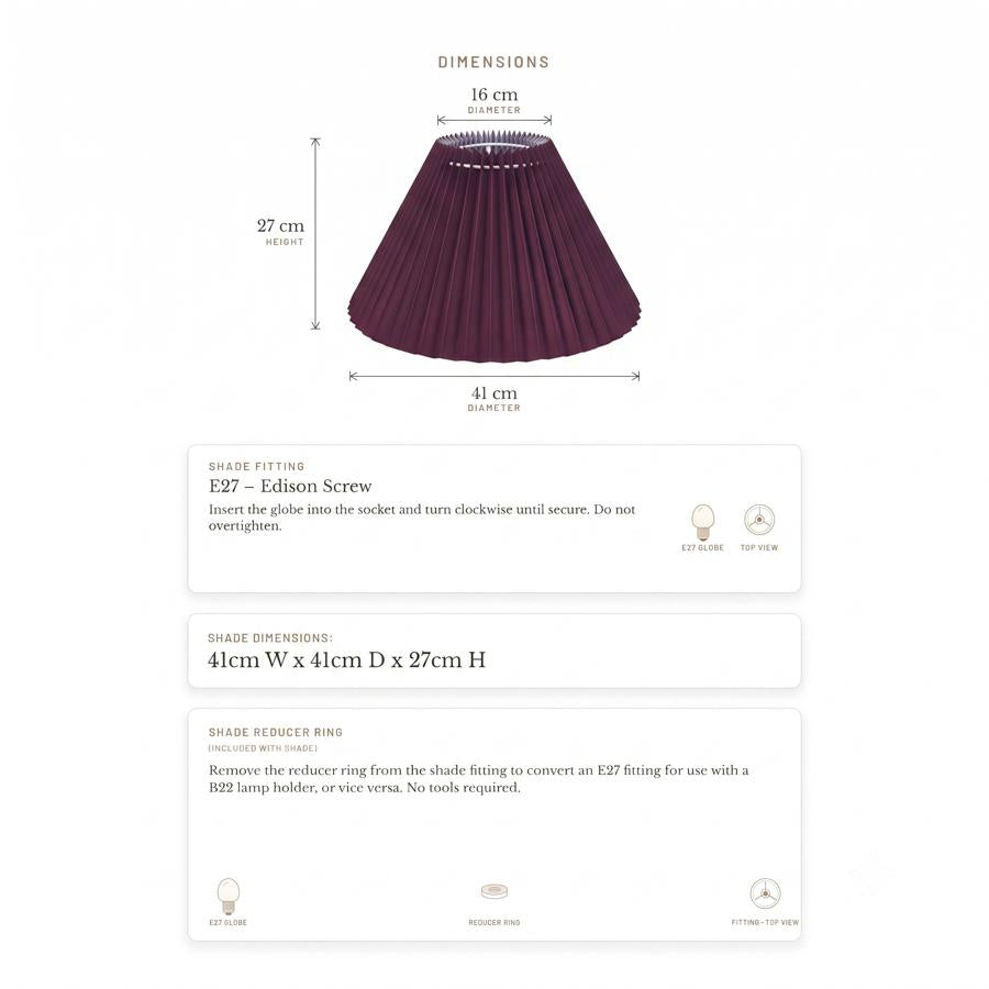 Anya Pleated Empire Shade - Medium Plum