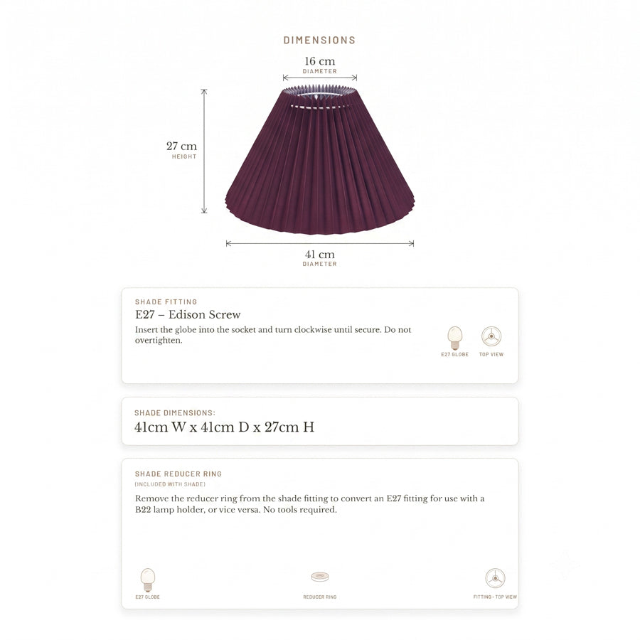 Anya Pleated Empire Shade - Medium Plum - Bulk Buy Qty 5