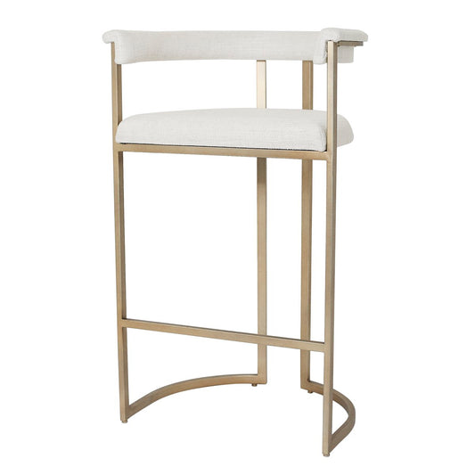 Dino Bar Stool with Upholstered Arms - Natural Linen