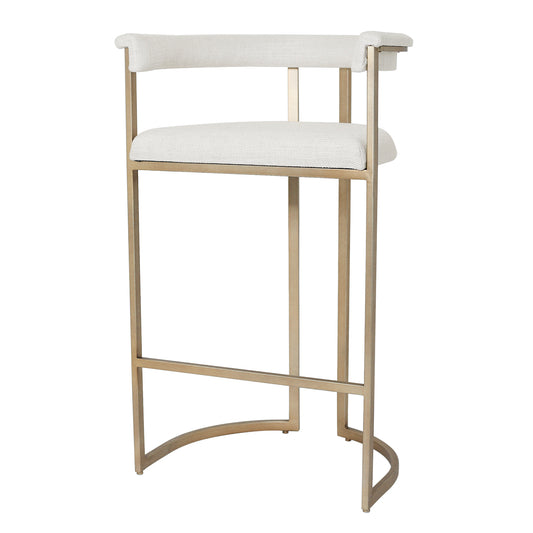 Dino Bar Stool with Upholstered Arms - Natural Linen - OUTLET NSW