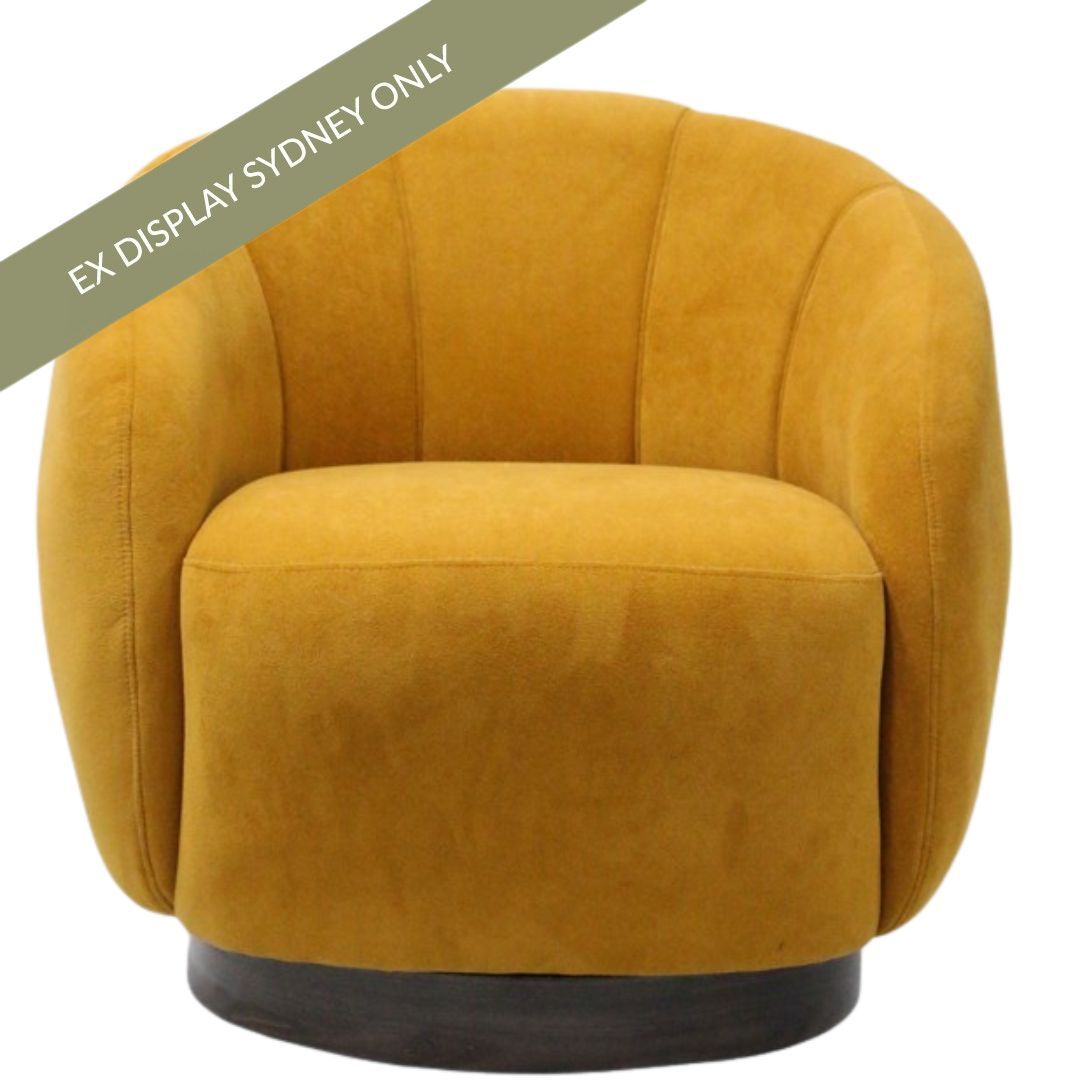 Camden Swivel Arm Chair - Mustard Velvet - OUTLET NSW