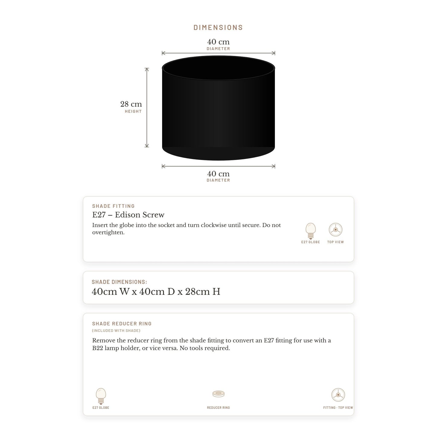 Left Bank Drum Shade - Black
