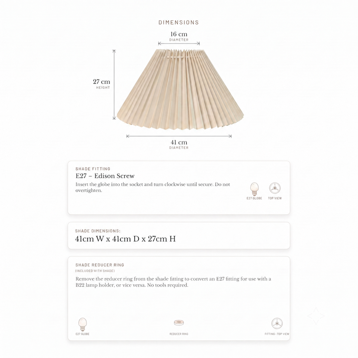 Anya Pleated Empire Shade - Medium Off White