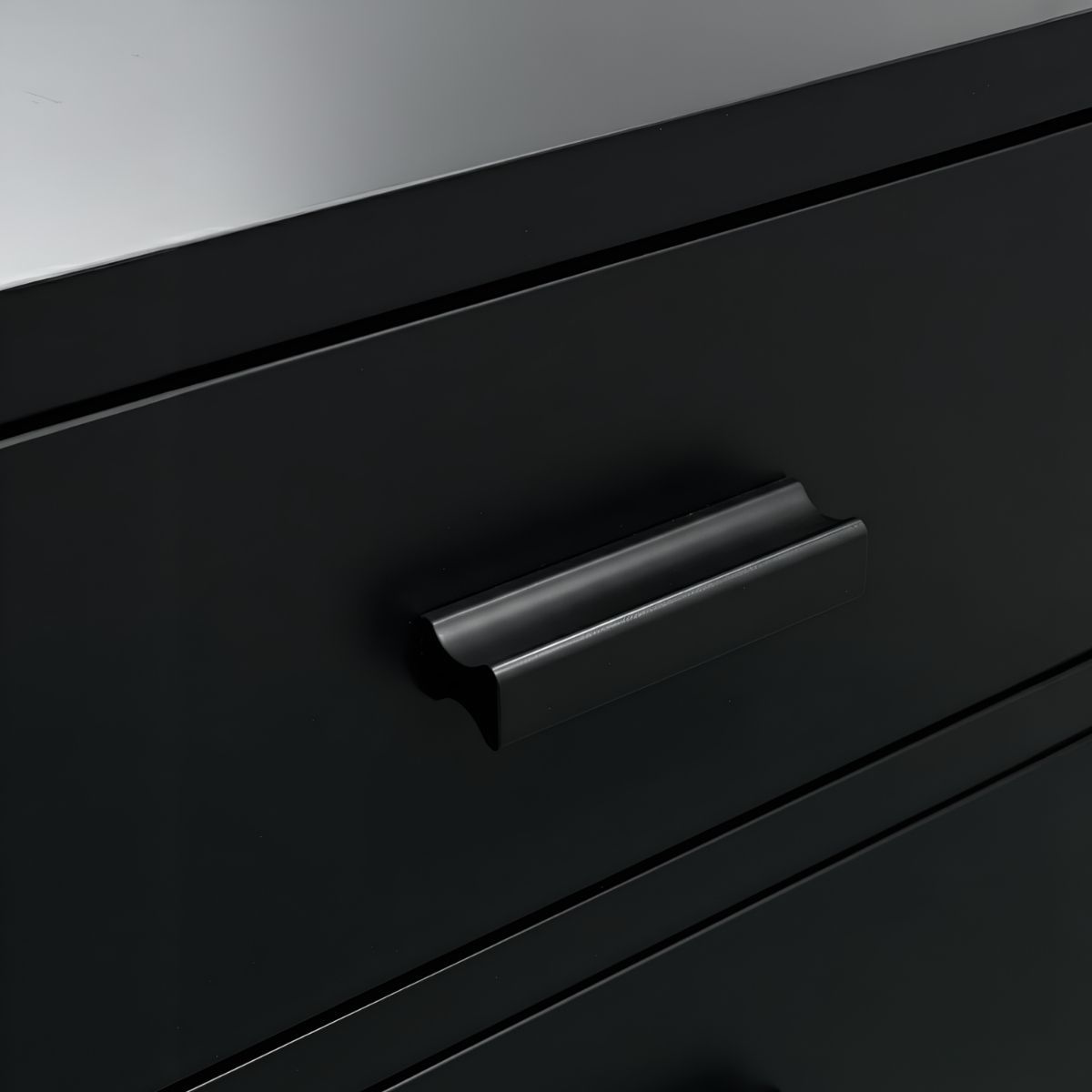 Nessa 45x60cm 2 Drawer Bedside Table - All Black