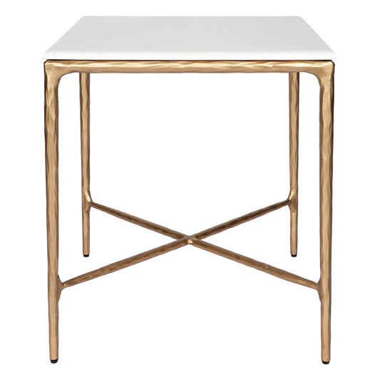 Heston Marble Square Side Table - Brass