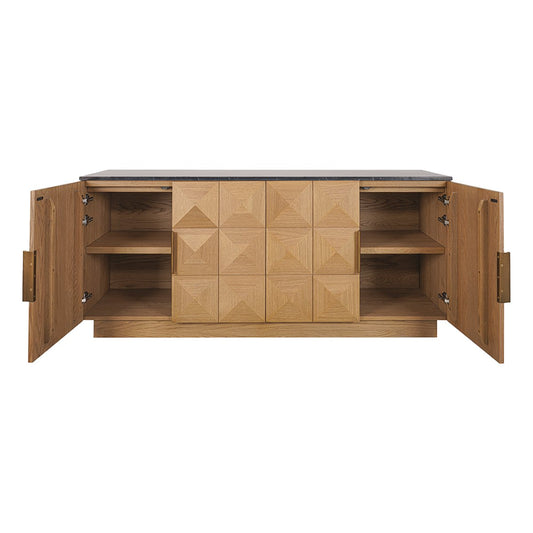 Benedict Natural Oak Buffet - Black Marble
