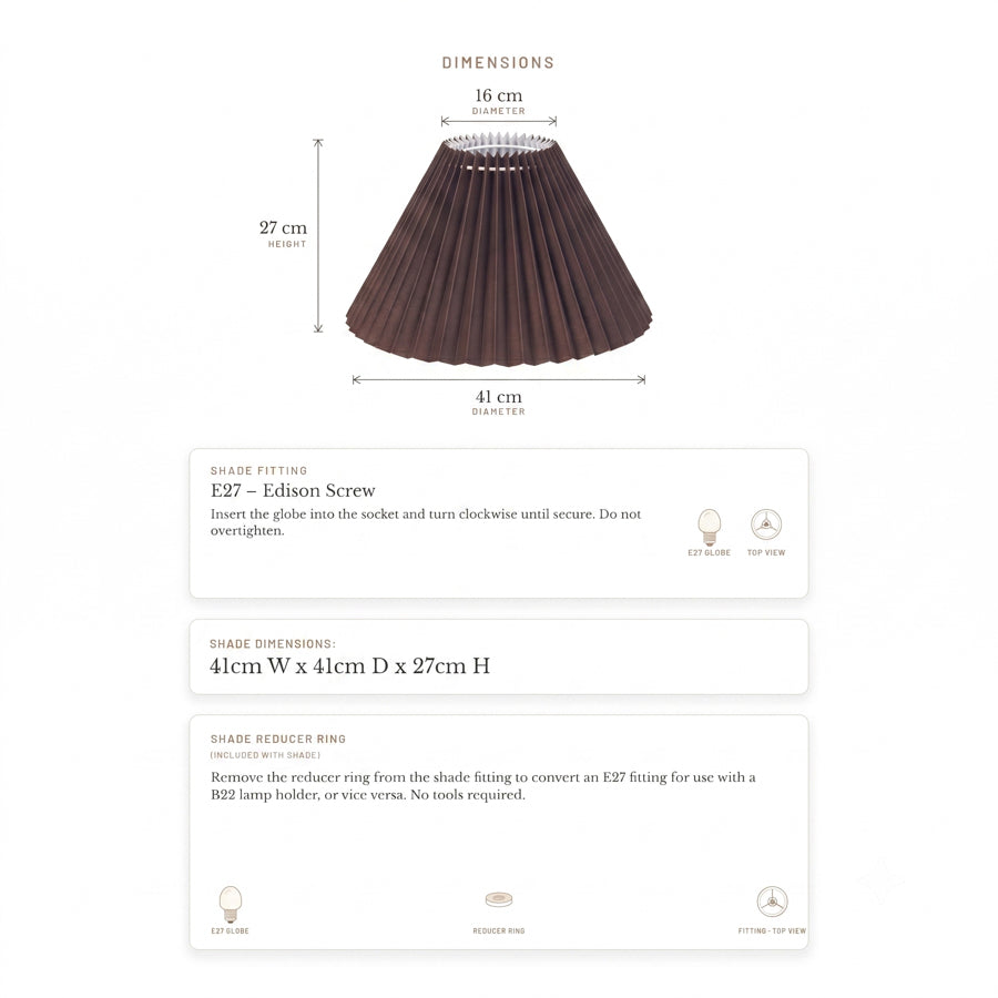 Anya Pleated Empire Shade - Medium Espresso - Bulk Buy Qty 5