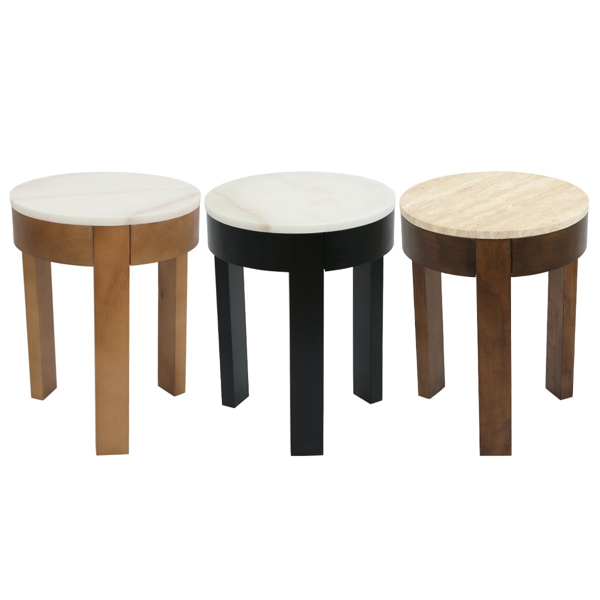 Oliver Travertine Side Table - Small Brown