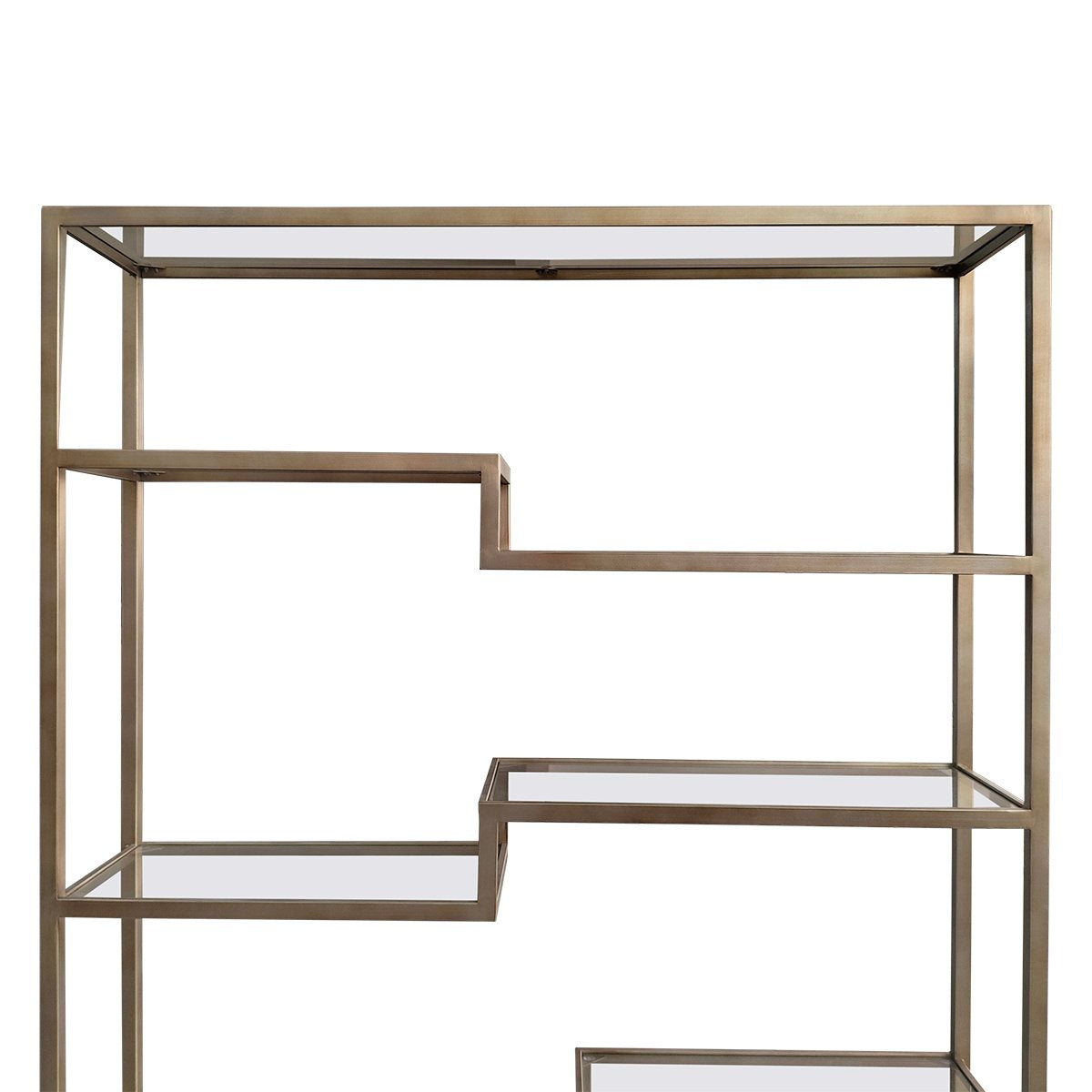 Mistique Glass Shelving Unit - Antique Gold