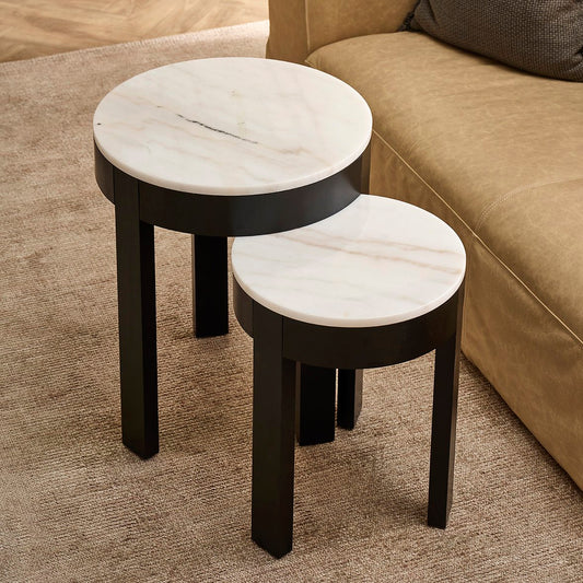 Oliver Marble Side Table - Large Black