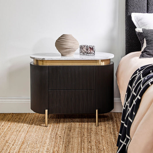 Demarco 76x60cm Bedside Table - Black