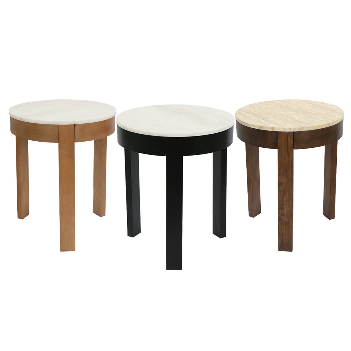 Oliver Travertine Side Table - Large Brown