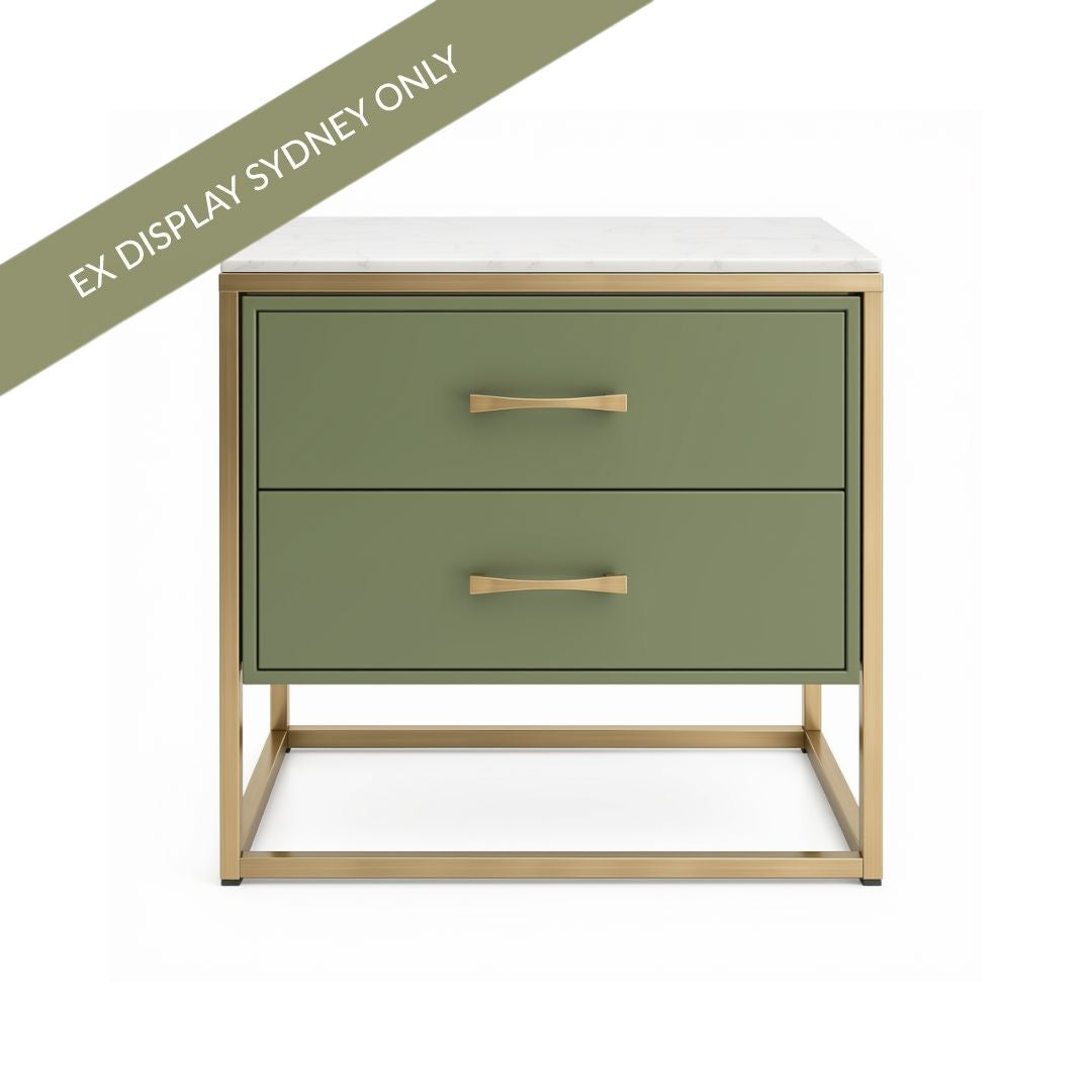 Phillippe 60x60cm Bedside Table - Olive - OUTLET NSW