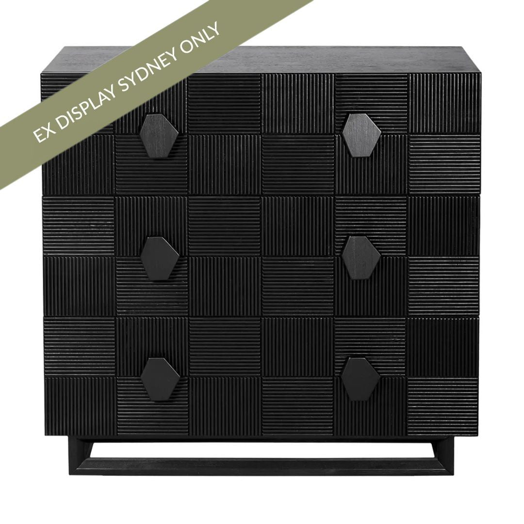 Alton 96cm 3 Drawer Chest - Black - OUTLET NSW