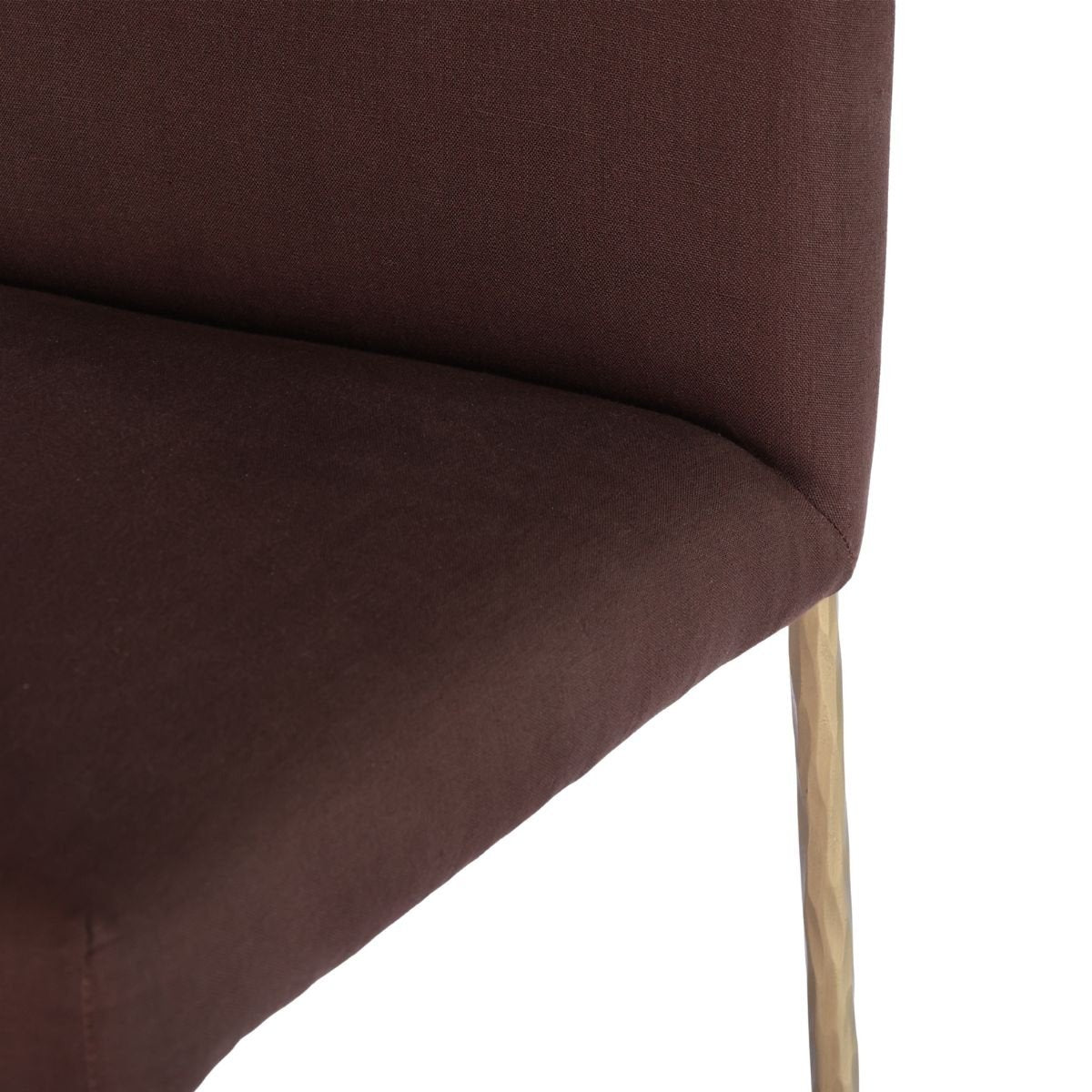 Heston Brass Kitchen Stool with Back - Chocolate Linen