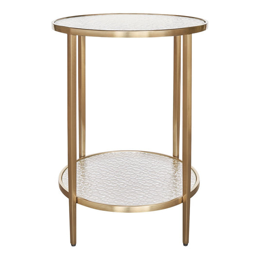 Chloe Rippled Glass Side Table - Gold