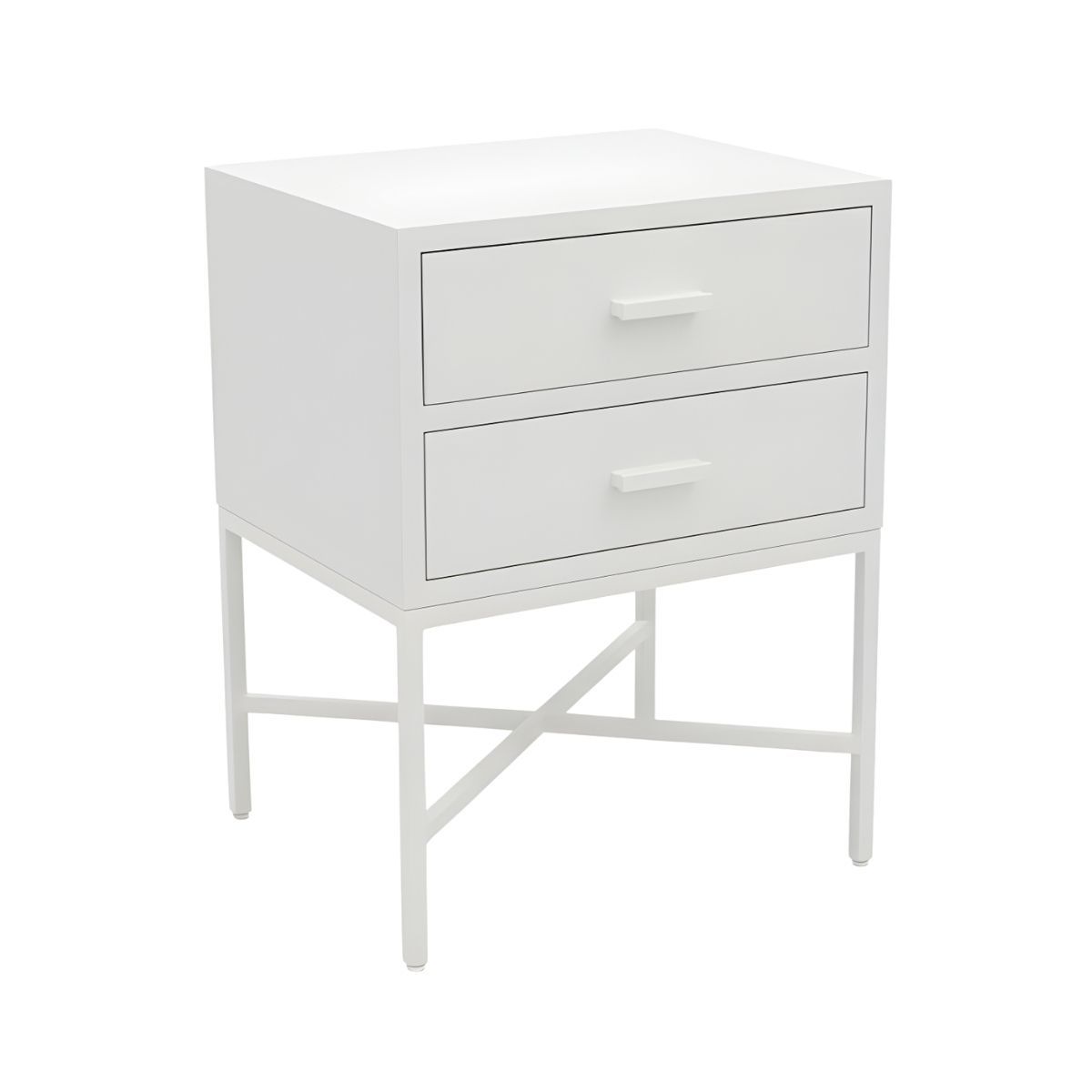 Nessa 2 Drawer Bedside Table - All White